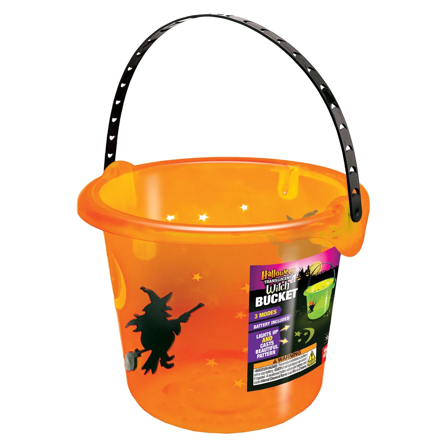 Halloween Translucent Witch LED Bucket Witch Orange