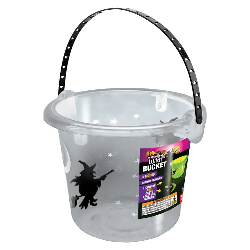 Halloween Translucent Witch LED Bucket Witch White