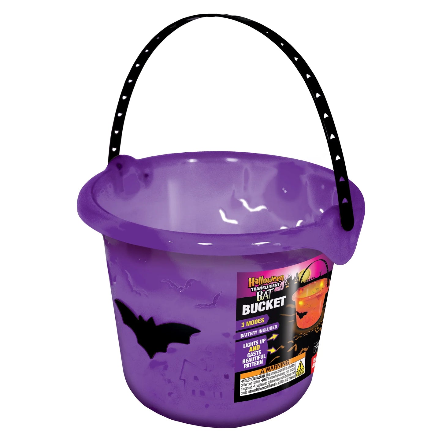 Halloween Translucent Bat LED Bucket Bat Purple