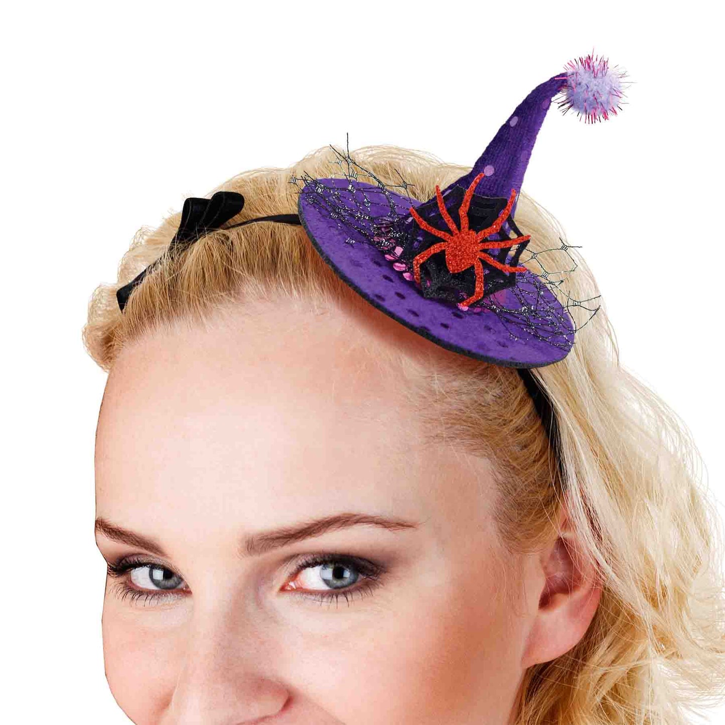Halloween Hat Hair Clips Purple Spider