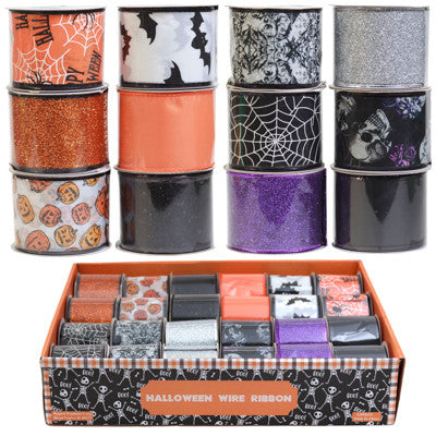 Ribbon Wire Halloween 2.5in x 3yards 12asst