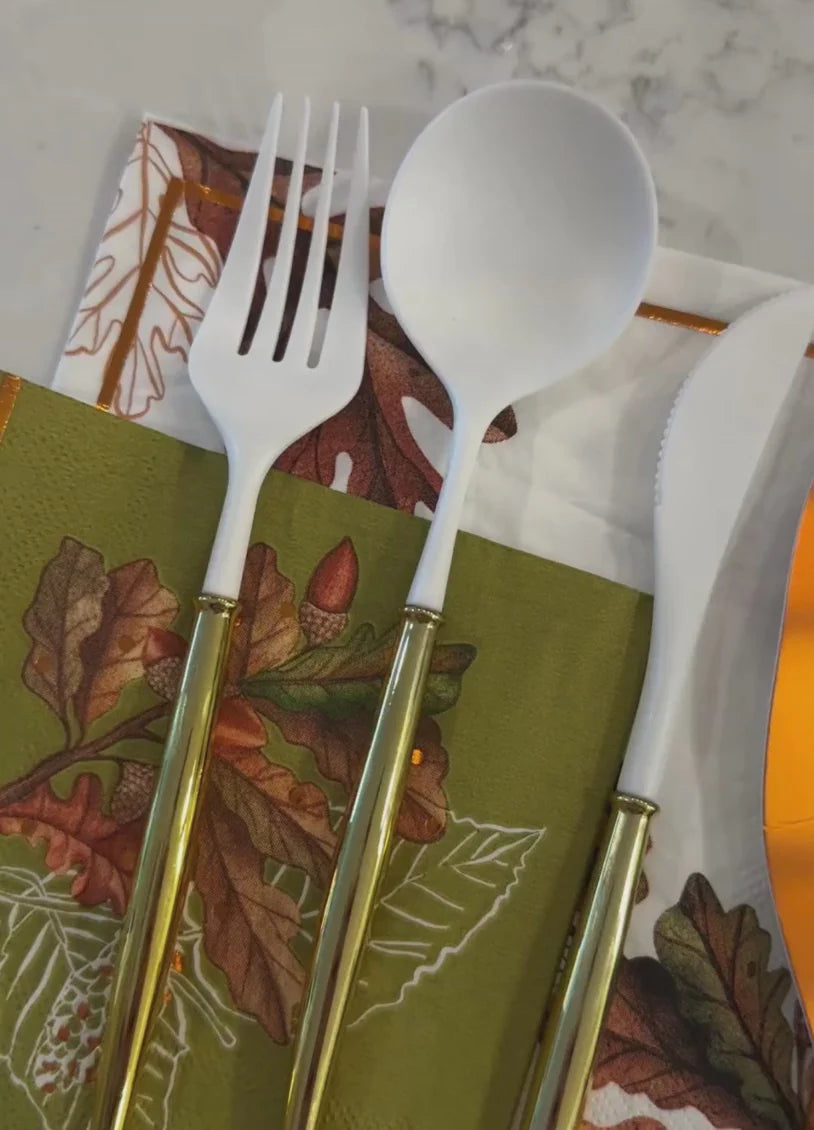Bella Cutlery White / Gold  Handle