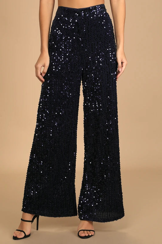 Sequin Pant Navy- Ninety Clothing Co