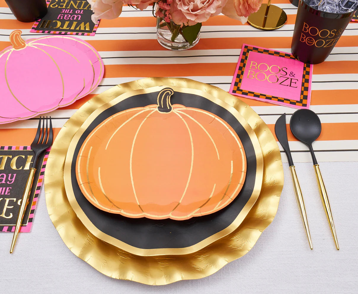 Boo Bold  Die Cut Salad Plate 9" - Assorted Pumpkins
