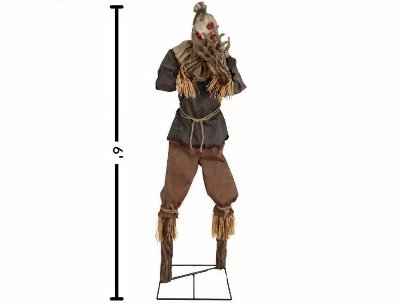 Animated Light-Up Grim Stalker Scarecrow Halloween Decoration - 7 ft