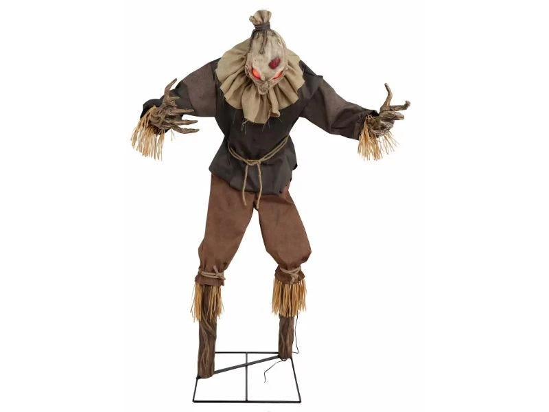 Animated Light-Up Grim Stalker Scarecrow Halloween Decoration - 7 ft