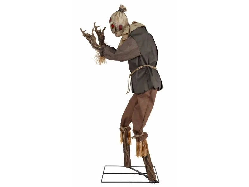 Animated Light-Up Grim Stalker Scarecrow Halloween Decoration - 7 ft