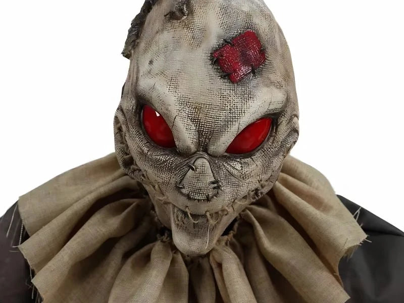 Animated Light-Up Grim Stalker Scarecrow Halloween Decoration - 7 ft
