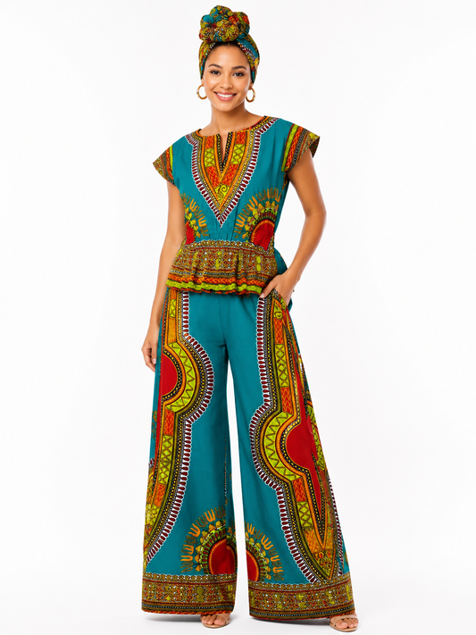 Dasiki Turquoise-Red 2pcs set Etnia Negra