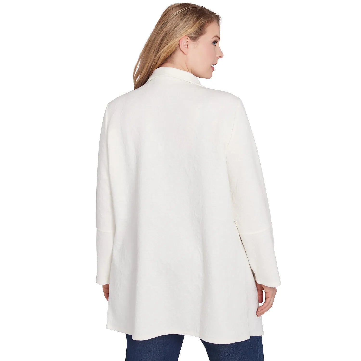 Plus Winter Scroll Quilted Knit Jacket Ivory - Ruby Rd