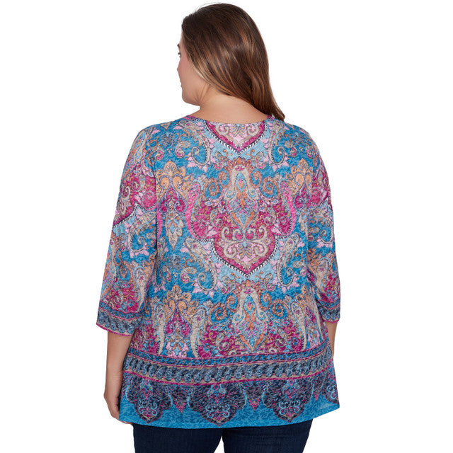 Plus Boho Mediterranean Border Topi Mediterranean Blue - Ruby Rd