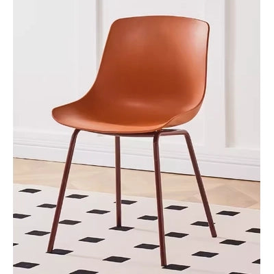 Nordic Style PP Plastic Dining Chair with Metal Frame Red