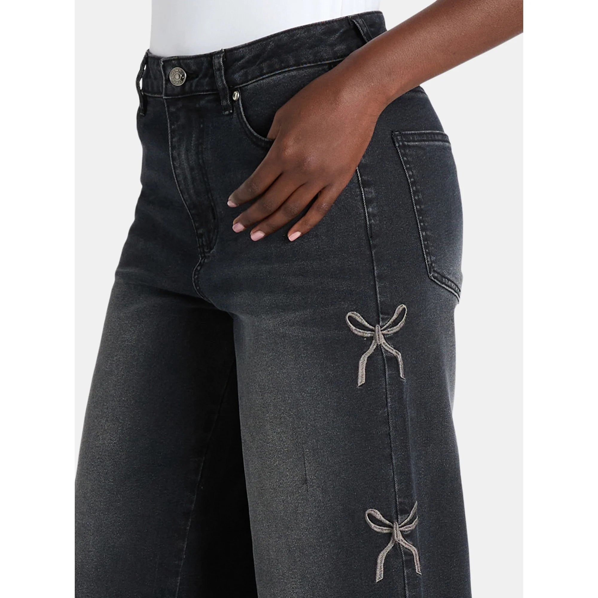 Pant Bow Embroidery Ultra White/Black