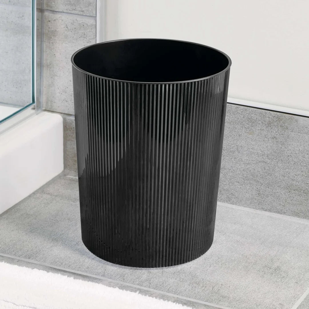 Black Fluted Waste Can