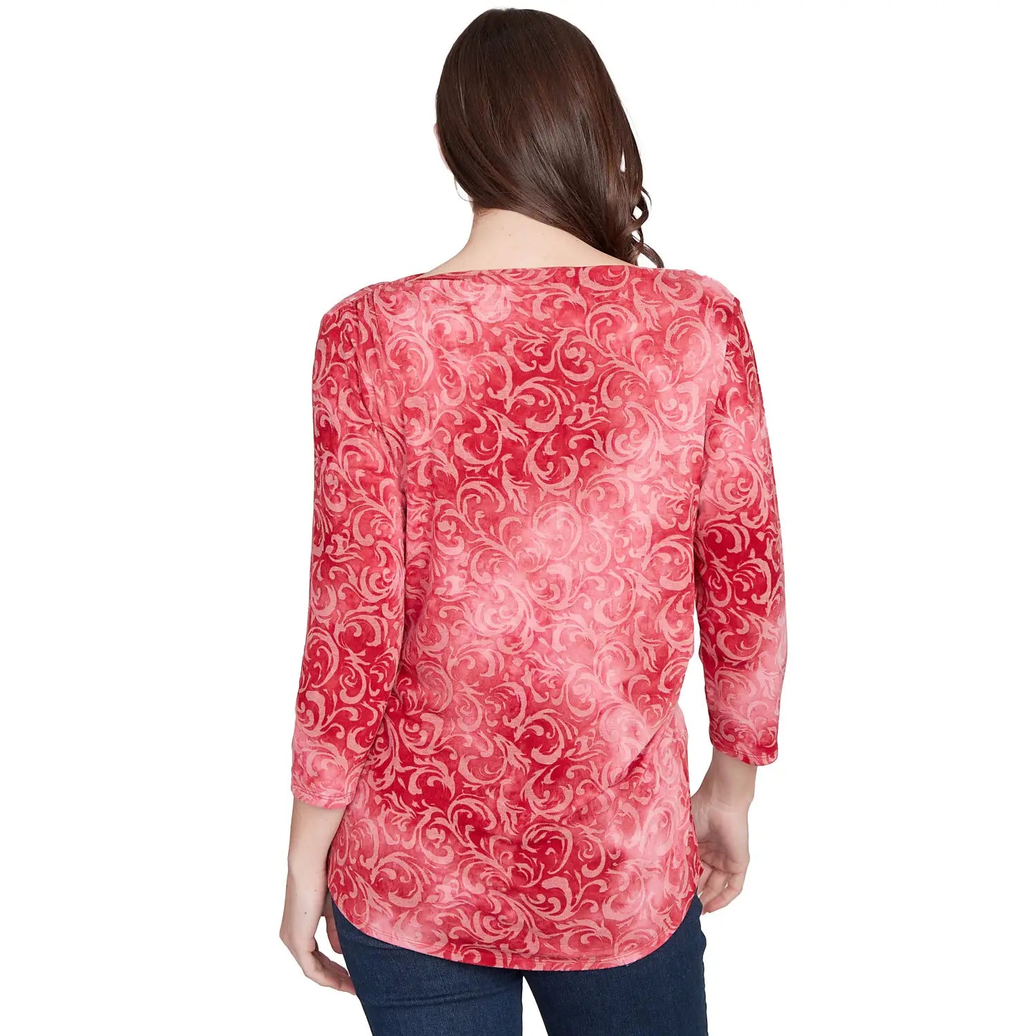 Tie Dye Scroll Floral Hatchi Top Sangria - Ruby Rd