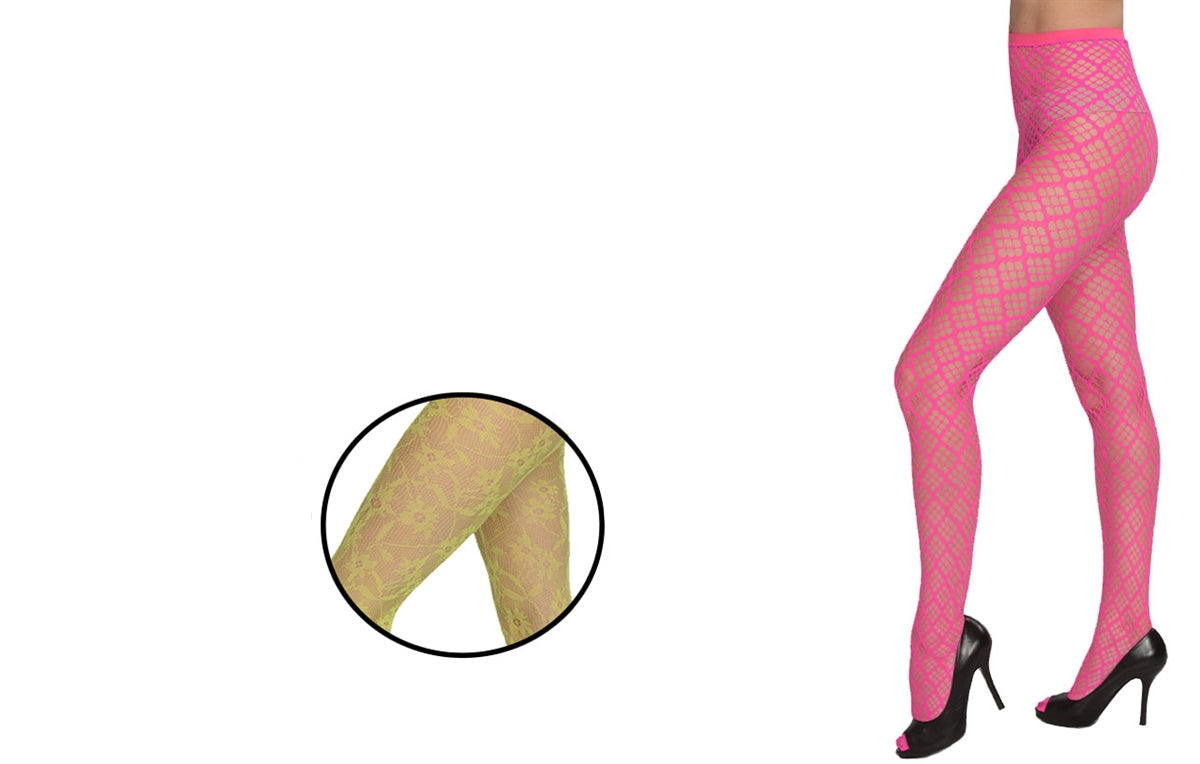 Neon Fishnet Fashion Tights Yellow
