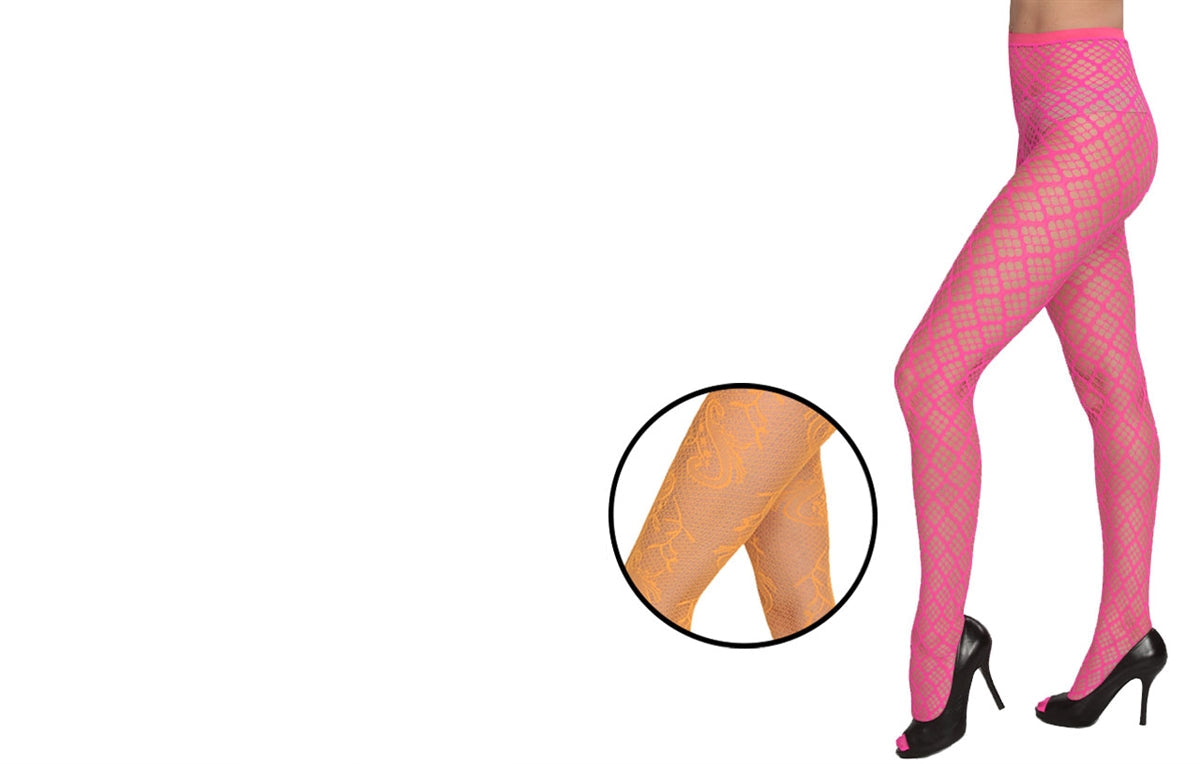 Neon Fishnet Fashion Tights Orange