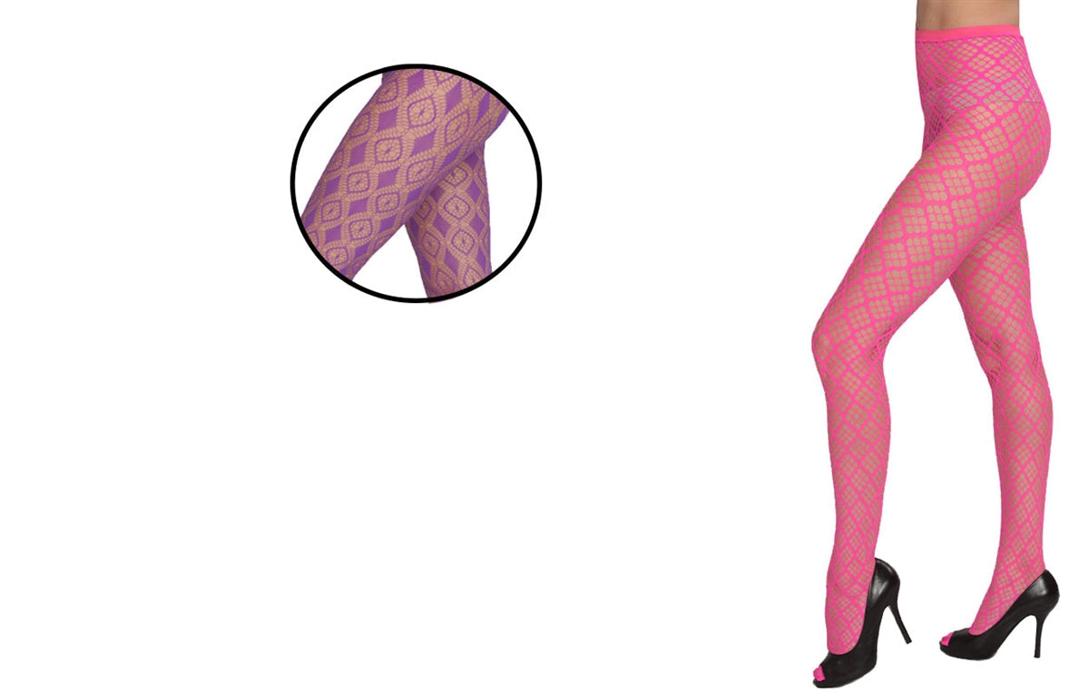 Neon Fishnet Fashion Tights Purple