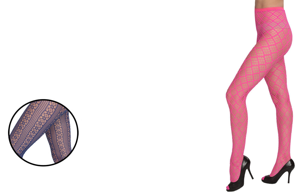 Neon Fishnet Fashion Tights Blue