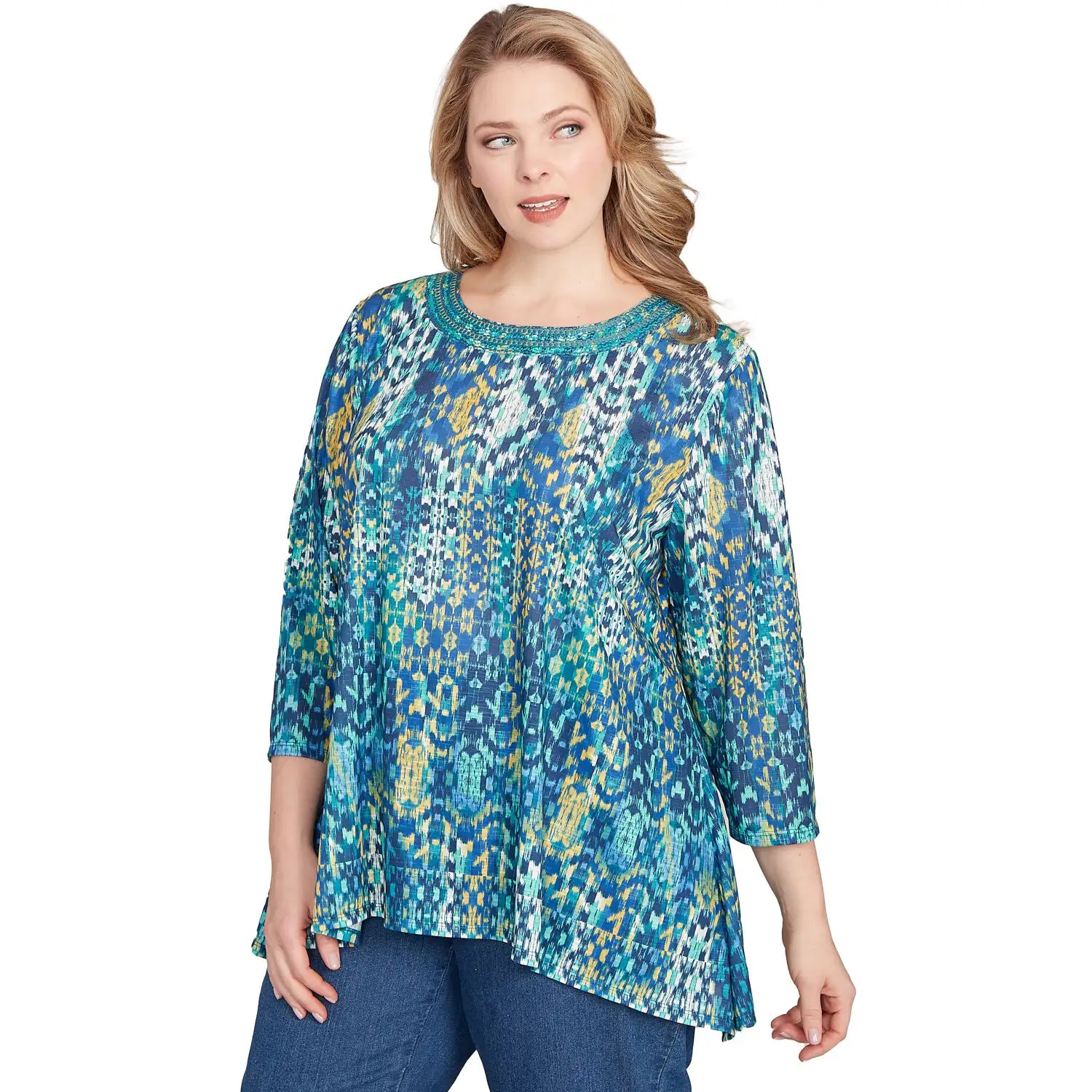 Plus Embroidered Kaleidoscope Knit Top  - Ruby Rd