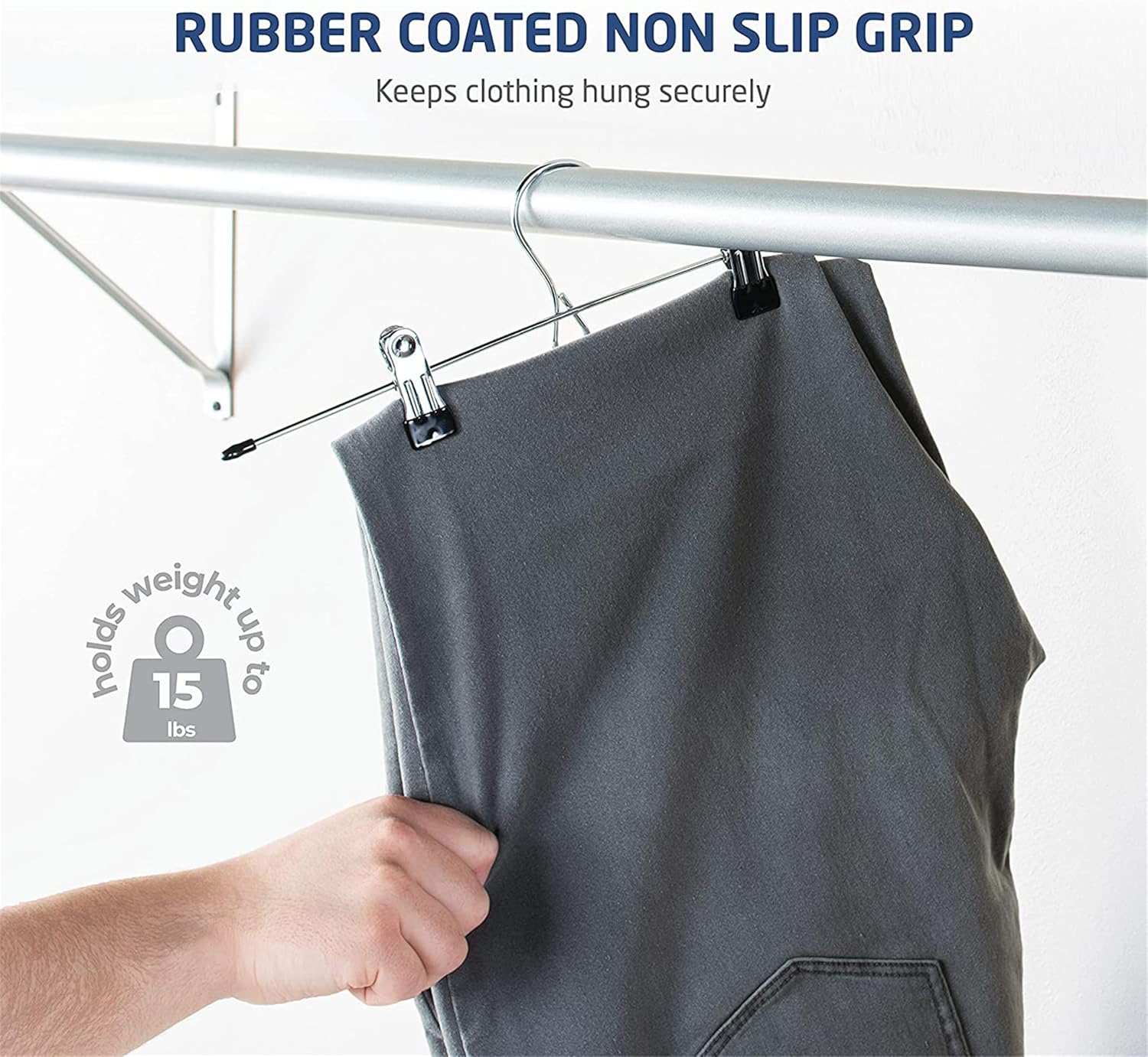 Black/Chrome Set of 6  Pant & Skirt Gel Hanger