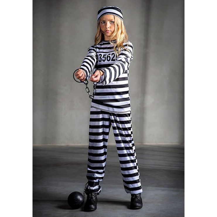 Girl's Striped Prisoner Costume Set