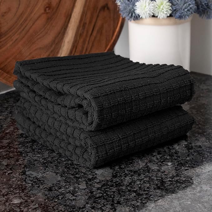 Solid Kitchen Towel Black 18 x 28