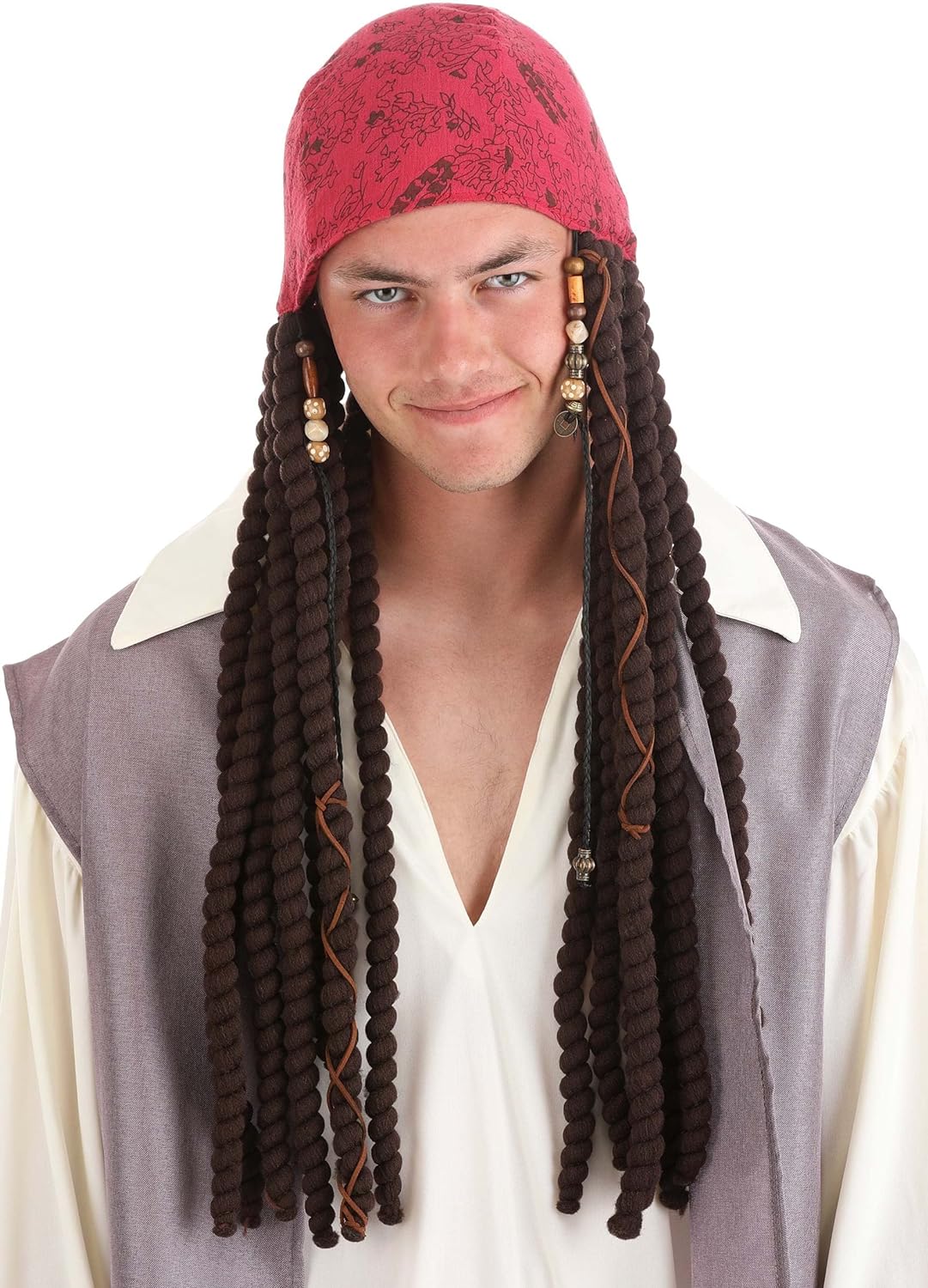 Jack Sparrow Adult Pirate Scarf with Attached Dreadlocks