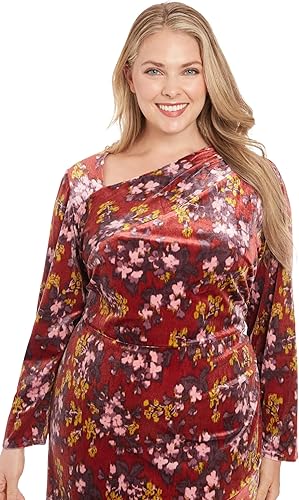 Pompeian Red/Deep Mauve Dress (Plus Size) - London Times