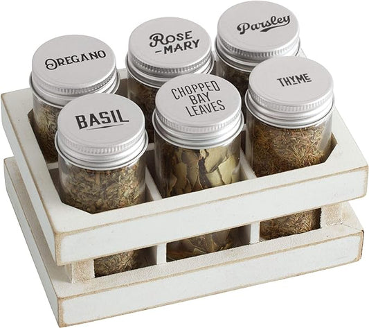 Good Italian Spice Box, 6 Jars, White