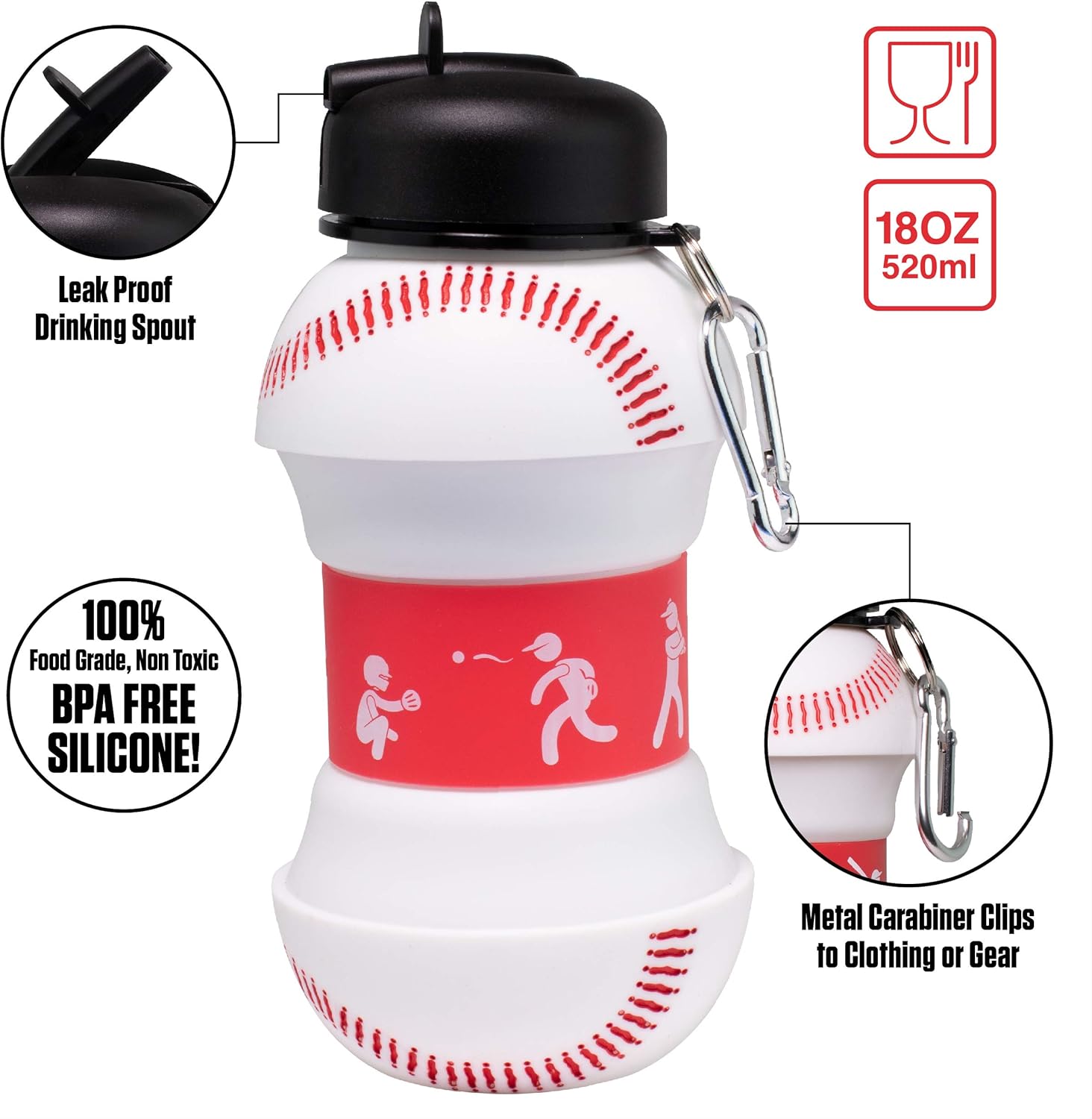 550ML Foldable Bottle Baseball