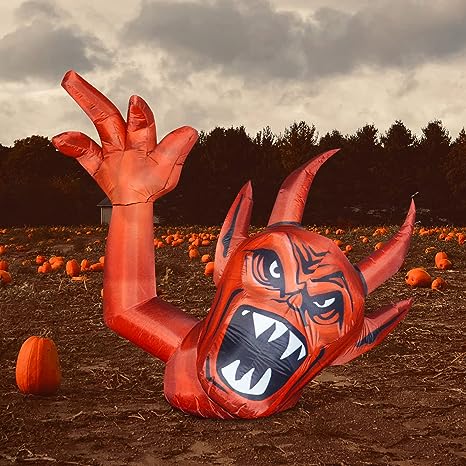 5FT Long Inflatable Red Devil Raise Hands