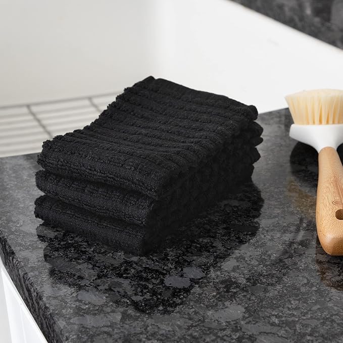 Solid Dish Cloth Black 12 x 13.75