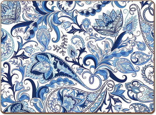 Blue Paisley  Hardboard Cork- Back  Placemat Set of 4