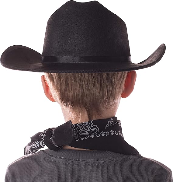 Jr. Cowboy Hat (Black) w/ Grey Sheriff Logo & Bandanna