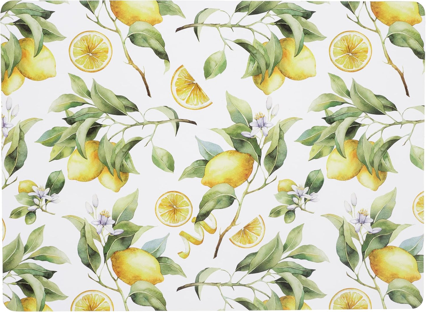 Limones en acuarela – Manteles individuales de corcho y fibra de madera – Juego de 4