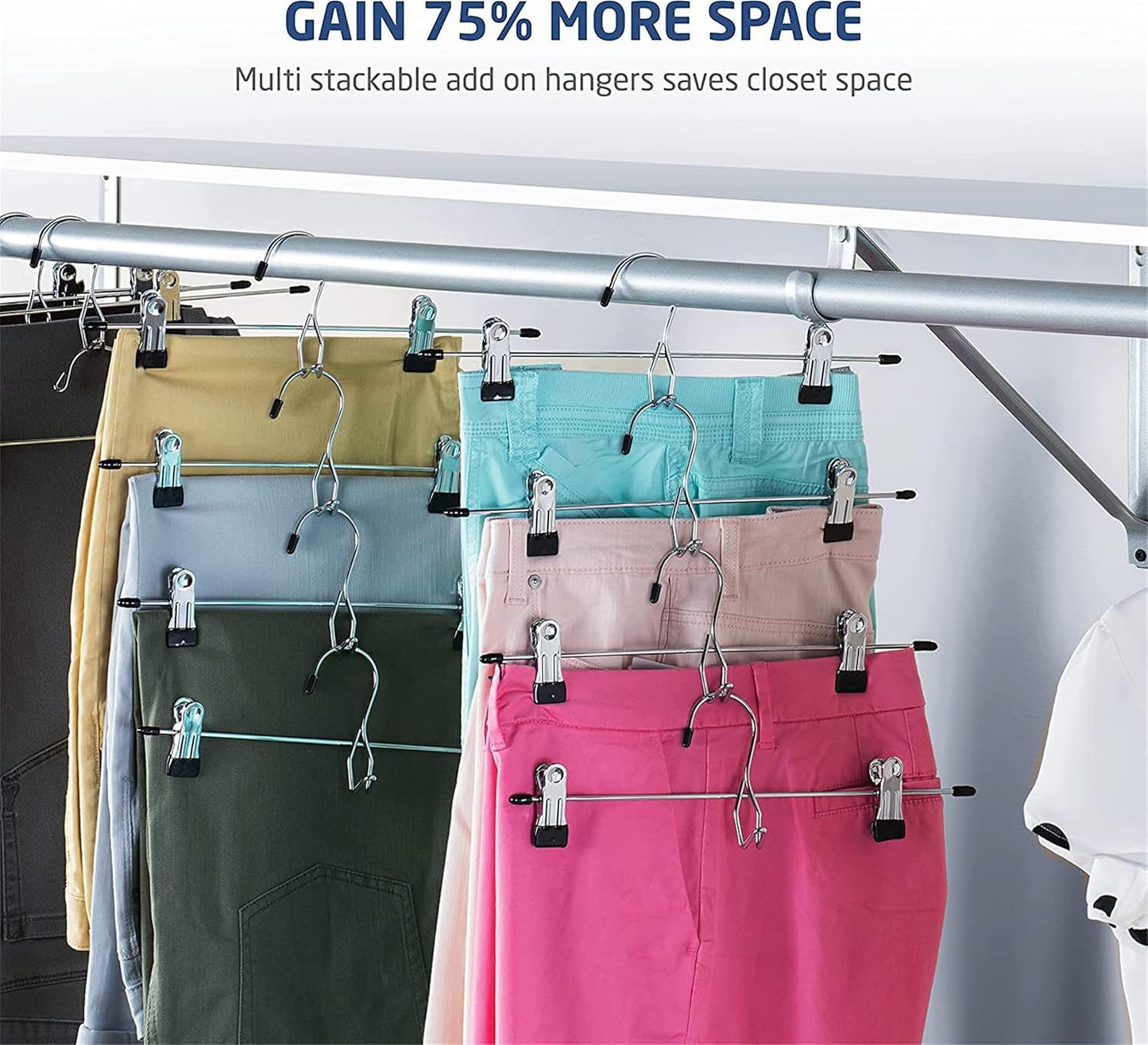 Black/Chrome Set of 6  Pant & Skirt Gel Hanger