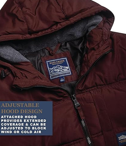 Double Needle Quilted Puffer Oxblood