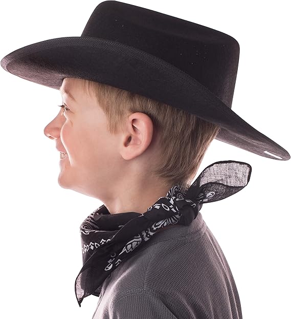 Jr. Cowboy Hat (Black) w/ Grey Sheriff Logo & Bandanna