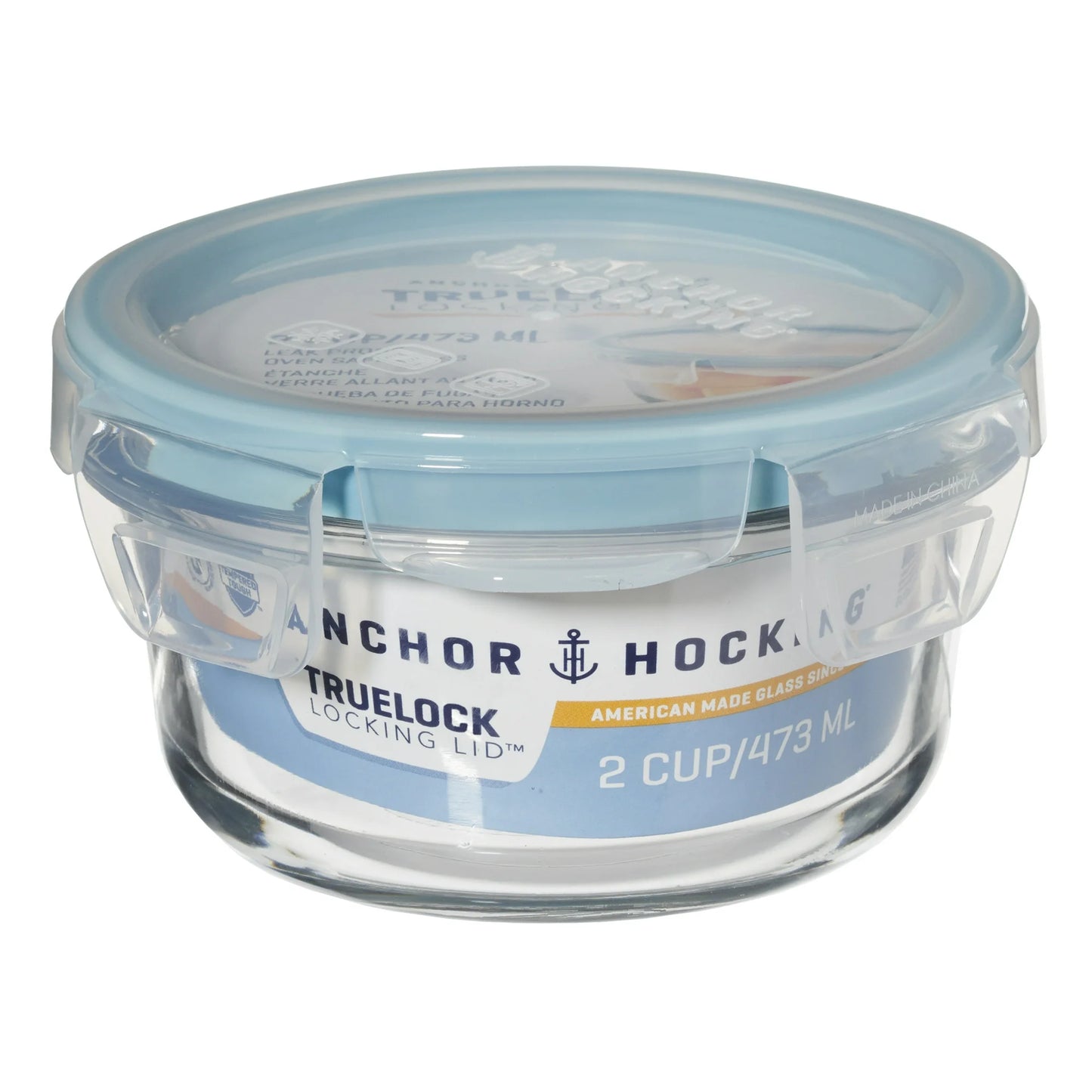 2 Cup Round Food Storage with/Locking Lid Clear
