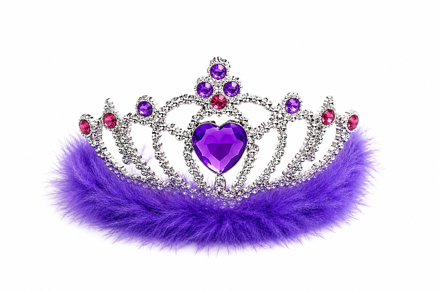 Marabou Tiara with Feather Trim Purple