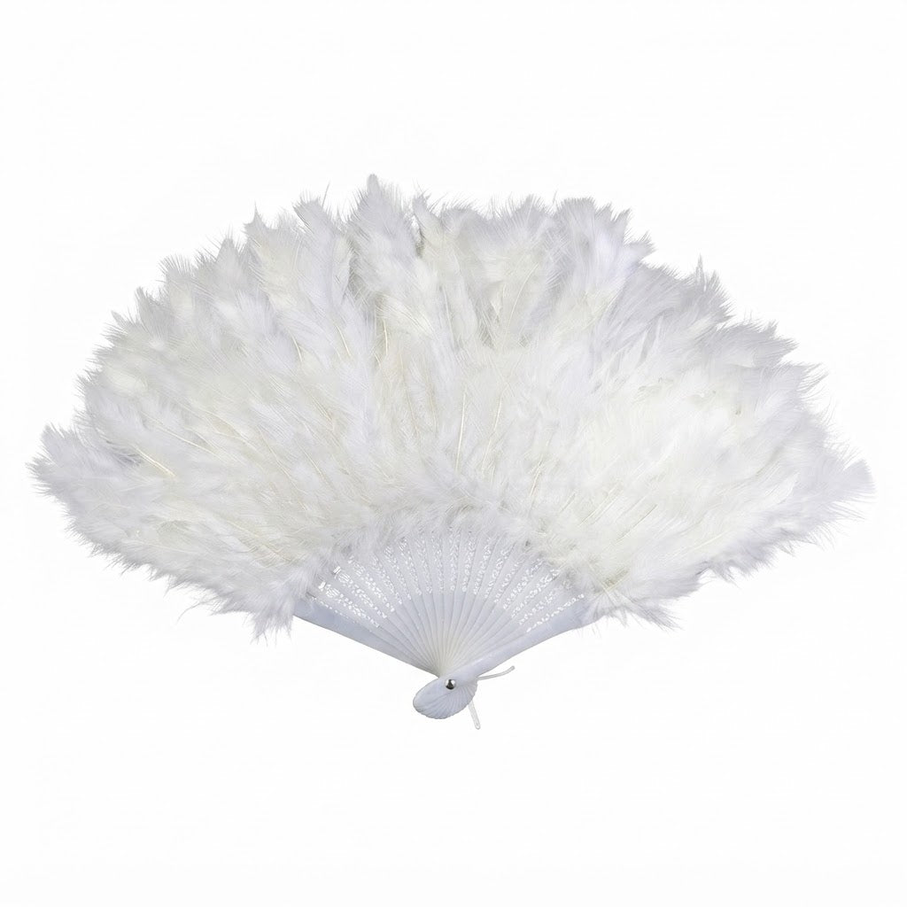 Tea Party Feather Fans White