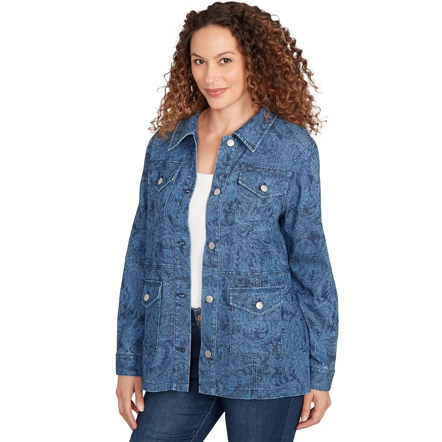 Paisley Stretch Denim Utility Jacket - Ruby Rd
