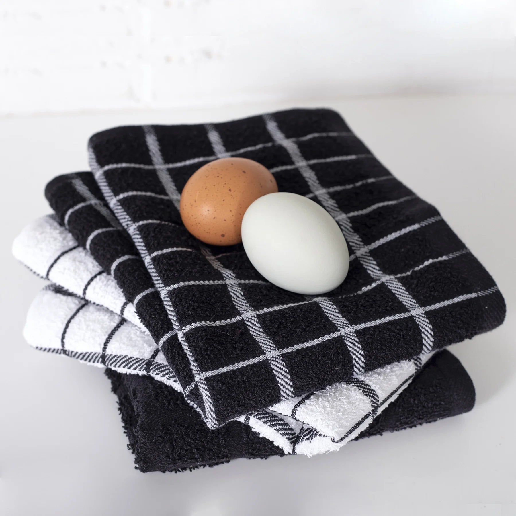 3Pk Terry Kitchen Towel Black  16 x 25