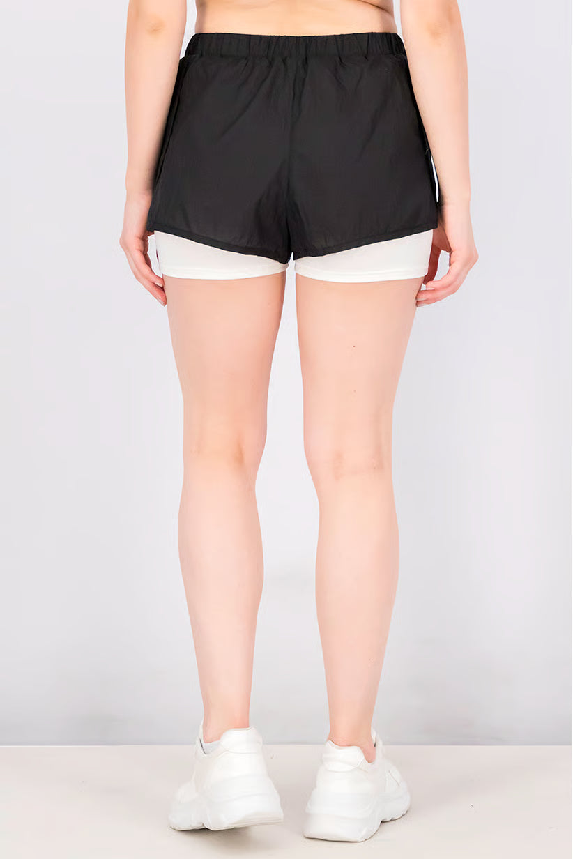 Solid Shorts w/ Contrast Biker Lining Black