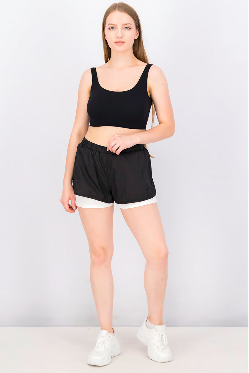 Solid Shorts w/ Contrast Biker Lining Black