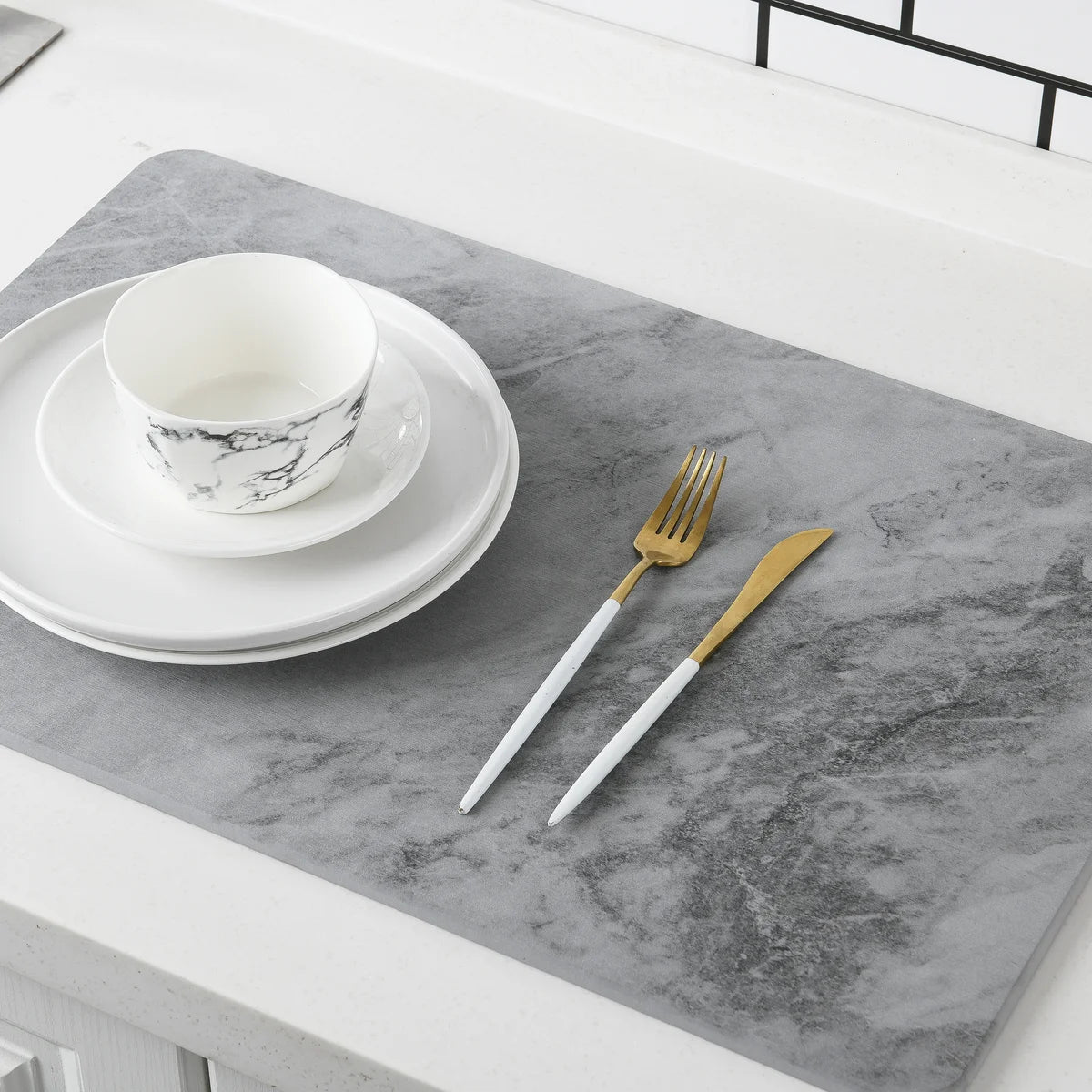 Grey Marble - Stone Bath Mat