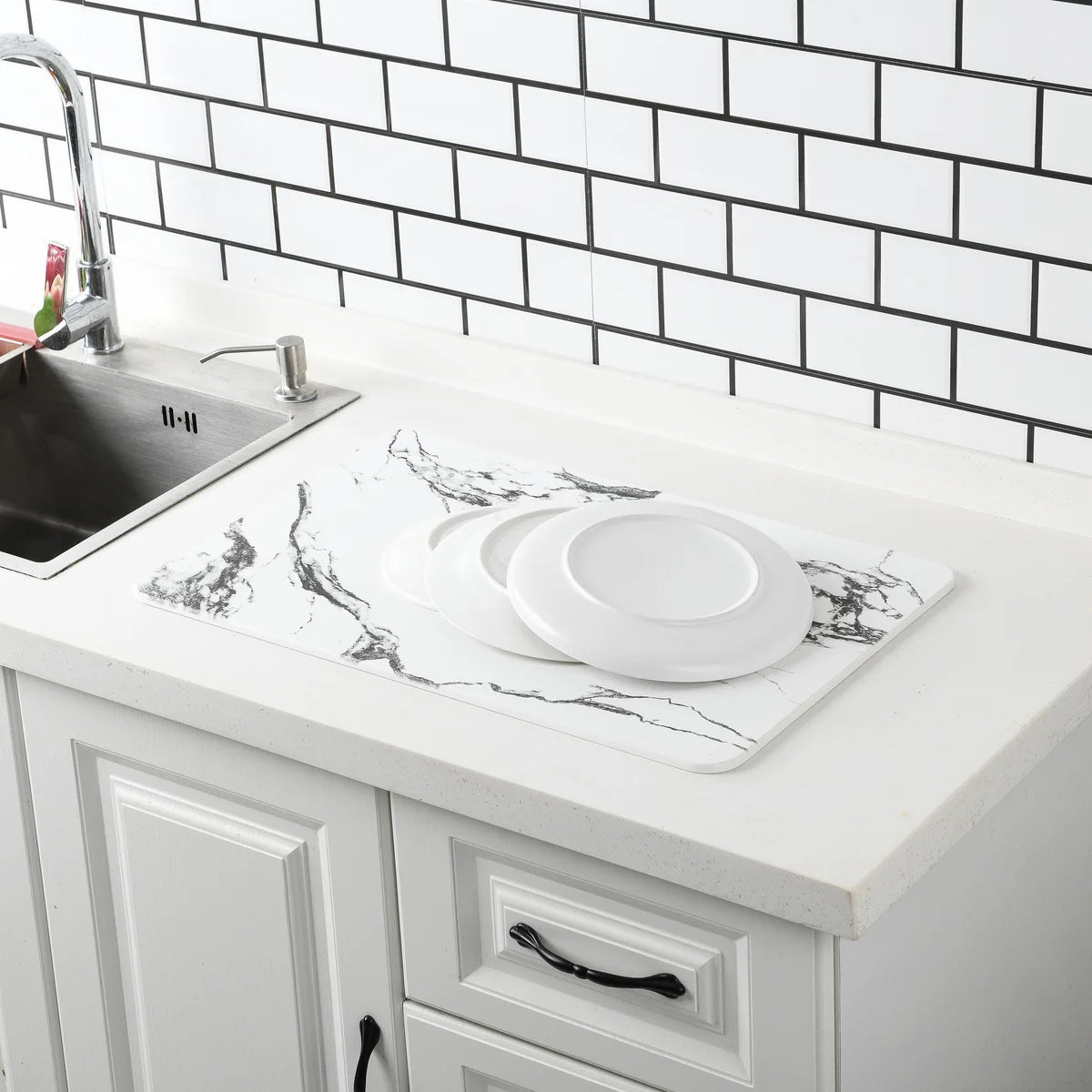 White Marble - Stone Bath Mat