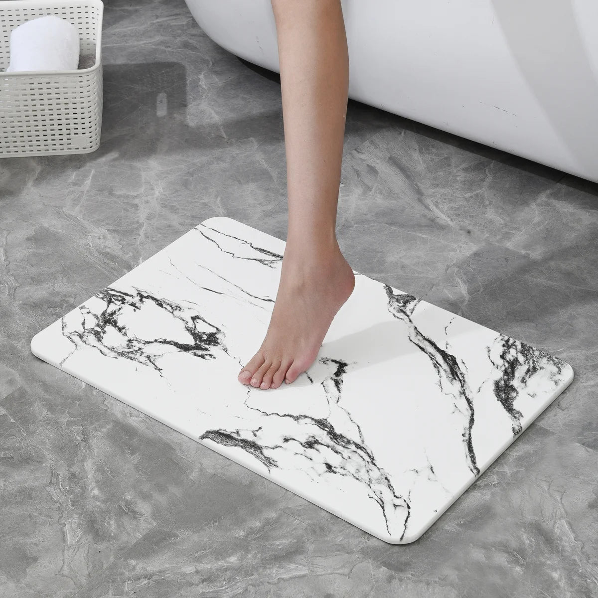 White Marble - Stone Bath Mat