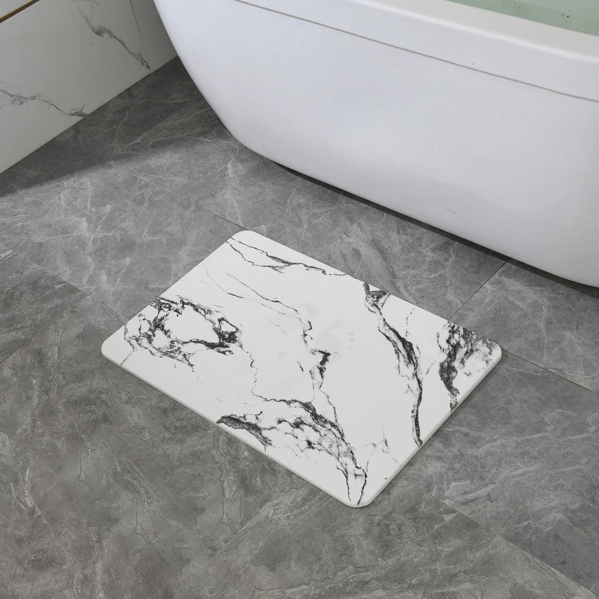 White Marble - Stone Bath Mat